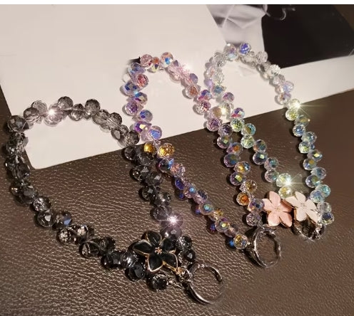 Handheld Phone Wrist Strap with Dripping Enamel Cherry Blossom Flower
