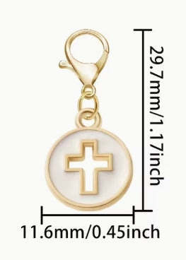 Mini Round Hollow Cross Pendant Charms