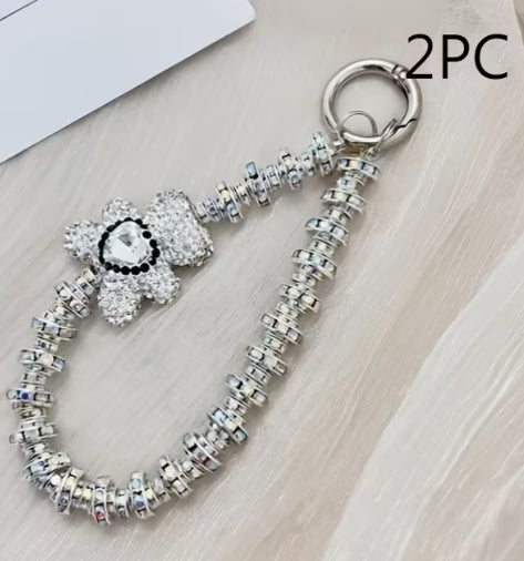 Luxurious Lanyard with Crystal Bear/Black Trim Heart