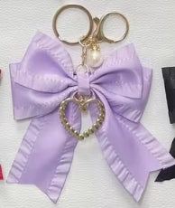 Fabric Bow with Pearl Heart Pendent
