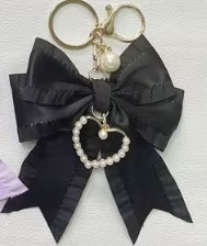 Fabric Bow with Pearl Heart Pendent