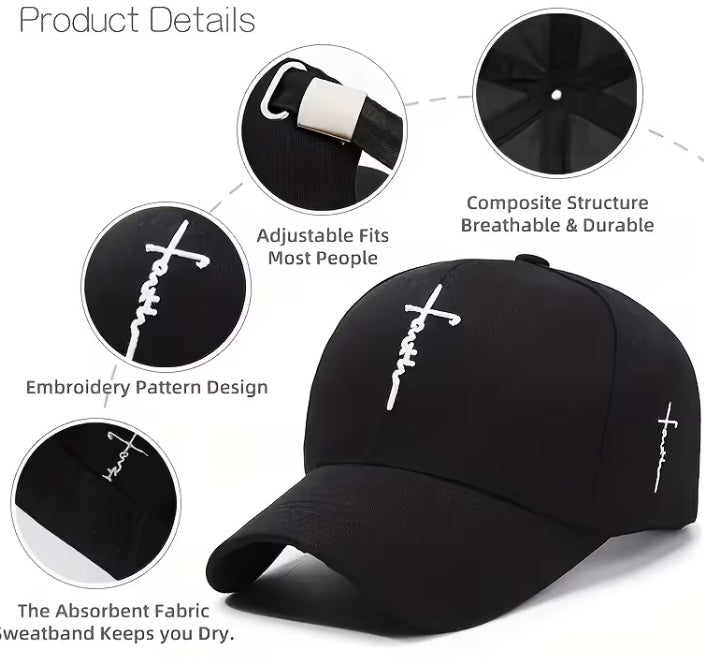 Cross Embroidered Faith Baseball Cap