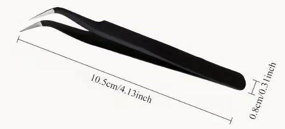 Precision Metal Tweezers, with Curved Tip