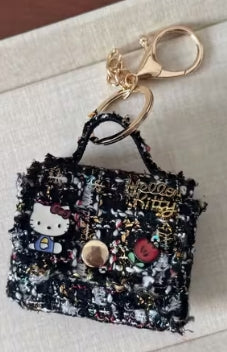 Hello Kitty Black Twill Plaid Mini Bag