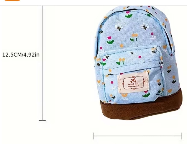 Mini Backpack with Flower Pattern