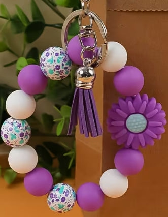 Beaded Keychains Silicone and Wood