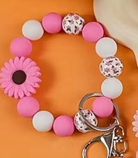 Beaded Keychains Silicone and Wood