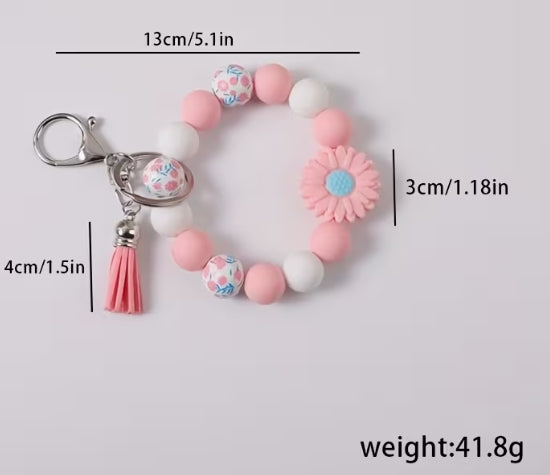 Beaded Keychains Silicone and Wood