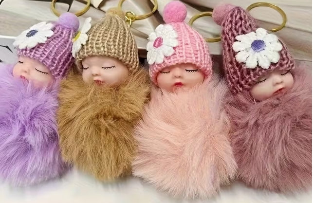 Sleeping Baby Flower Pom-Pom