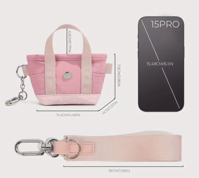 Mini Tote Wallet Bag with Lanyard