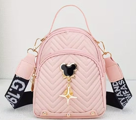 New Trendy Wave Embroidered Crossbody Bag, Mouse Ear Decoration, Shoulder Strap Bag