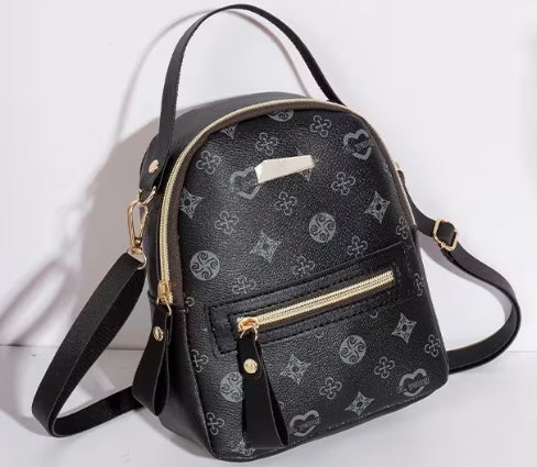 Trendy Retro Backpack with Zipper only and Gold Embelishment