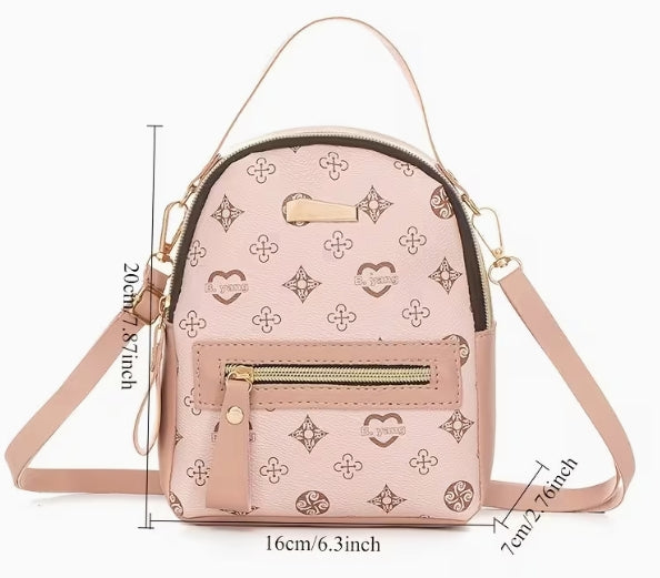 Trendy Retro Backpack with Zipper only and Gold Embelishment