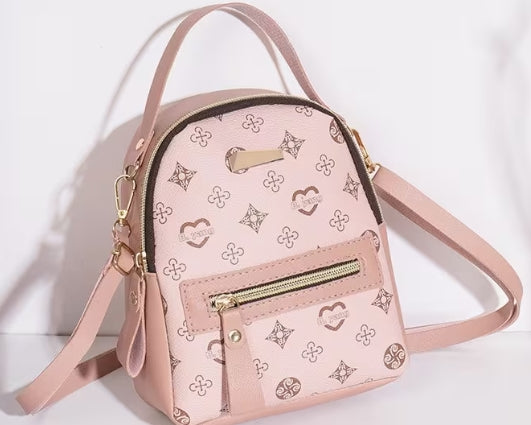 Trendy Retro Backpack with Zipper only and Gold Embelishment