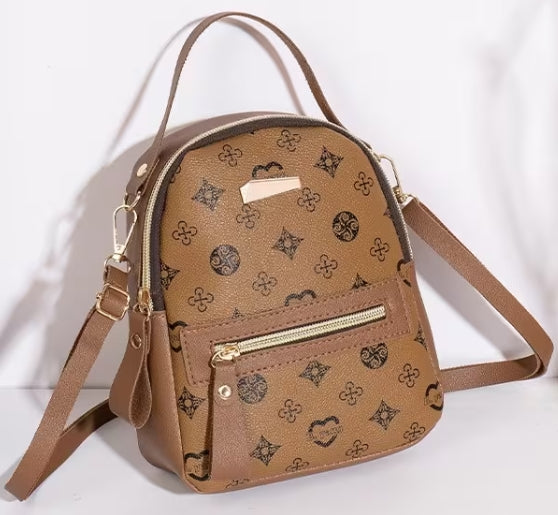 Trendy Retro Backpack with Zipper only and Gold Embelishment