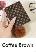 Retro Credit Card Holder Coin Pouch with Pom-Pom Duo