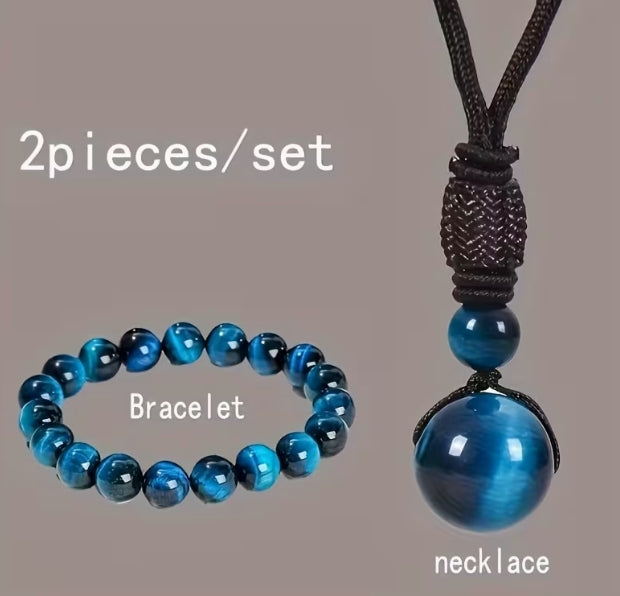 Tiger's Eye Necklace and Bracelet Set