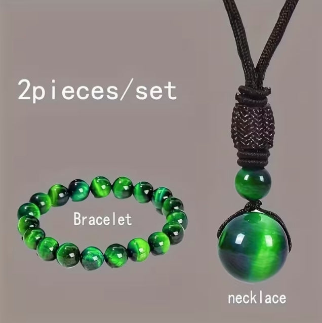 Tiger's Eye Necklace and Bracelet Set
