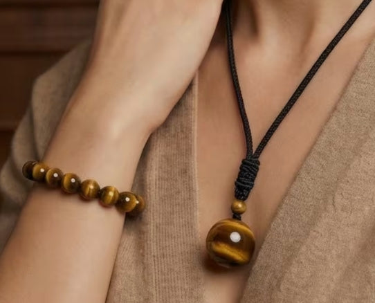 Tiger's Eye Necklace and Bracelet Set