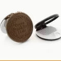 Cookie Shaped Portable Folding Vanity Mirror and Comb