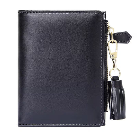 Slim Bifold Wallet with Tassel Keychain