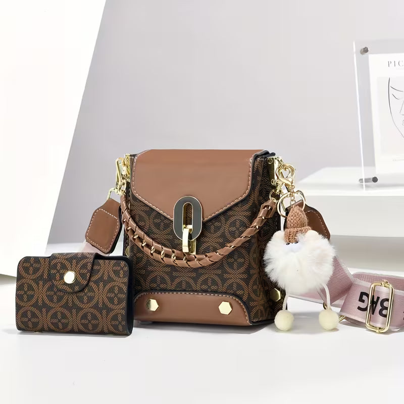 Sophisticated Block Quilted Pattern Crossbody Bag