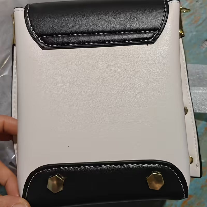 Sophisticated Block Quilted Pattern Crossbody Bag