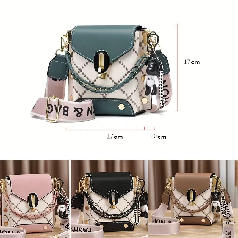Sophisticated Block Quilted Pattern Crossbody Bag
