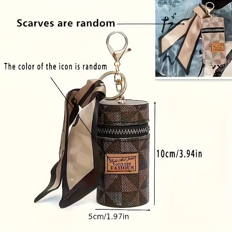 Zipper Cylinder Coin Purse with scarf