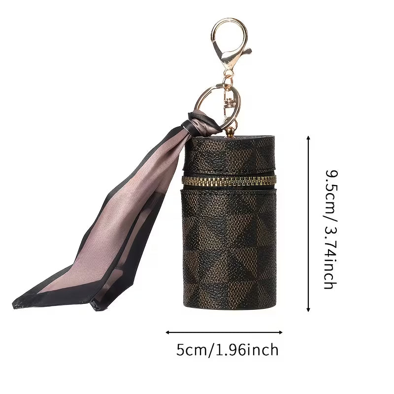 Zipper Cylinder Coin Purse with scarf