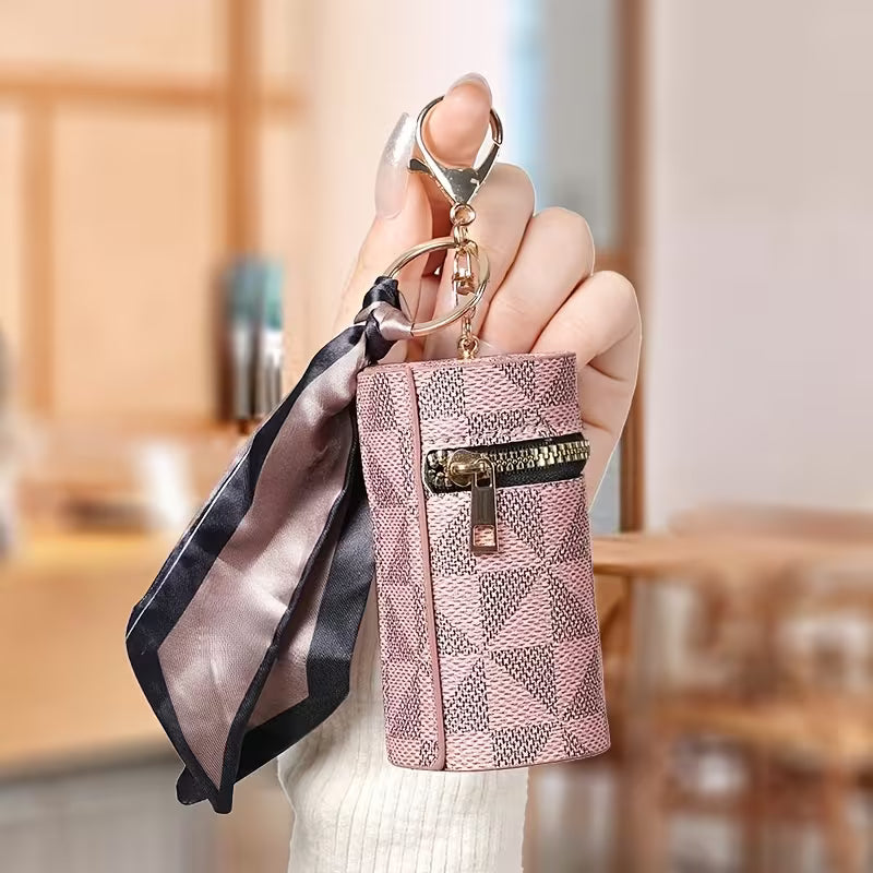 Zipper Cylinder Coin Purse with scarf