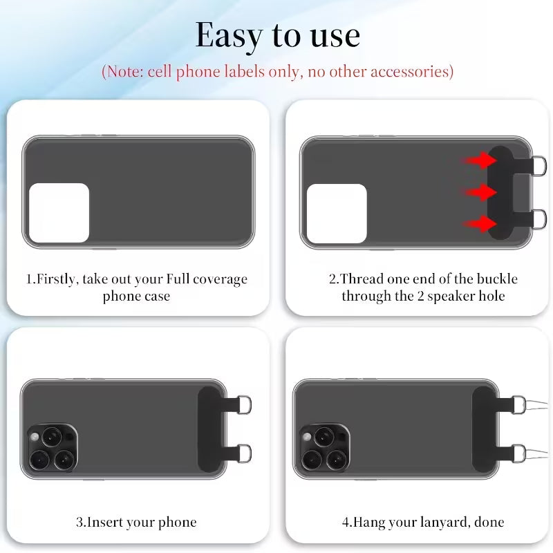 Double  buckle black universal phone lanyard pad