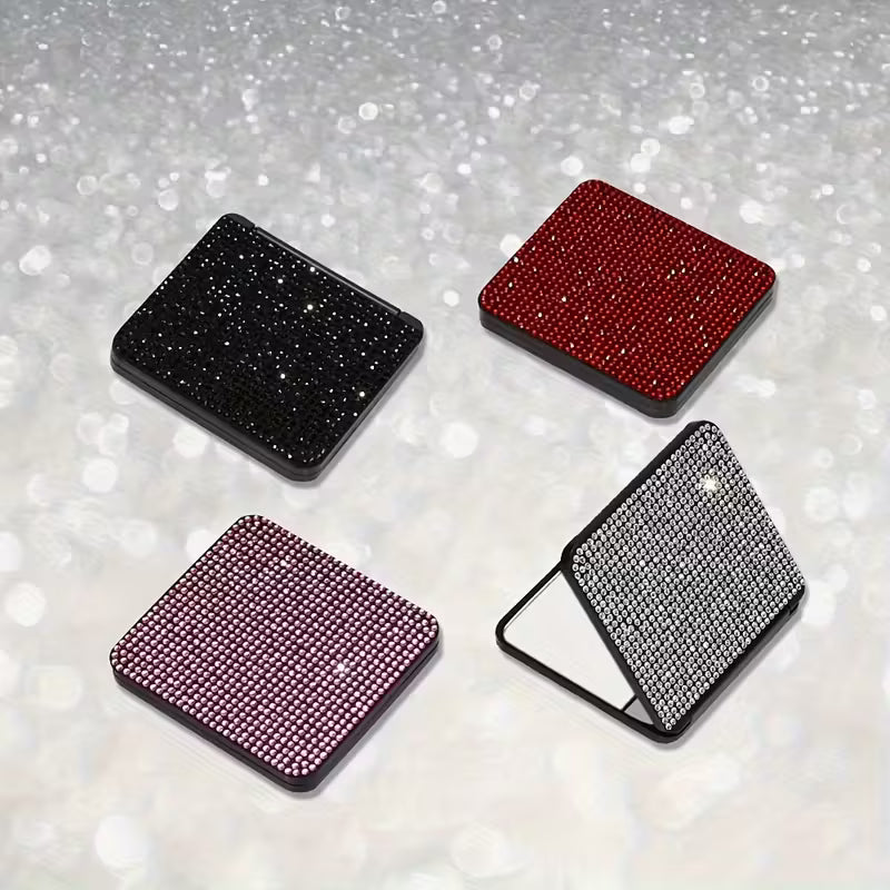 Portable Rhinestone Compact Folding Mirror