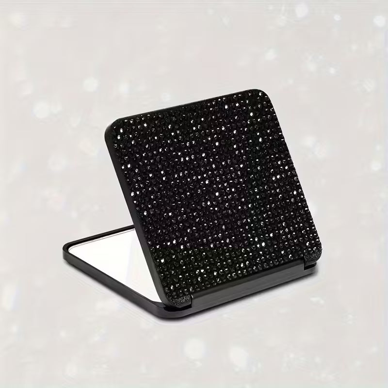 Portable Rhinestone Compact Folding Mirror