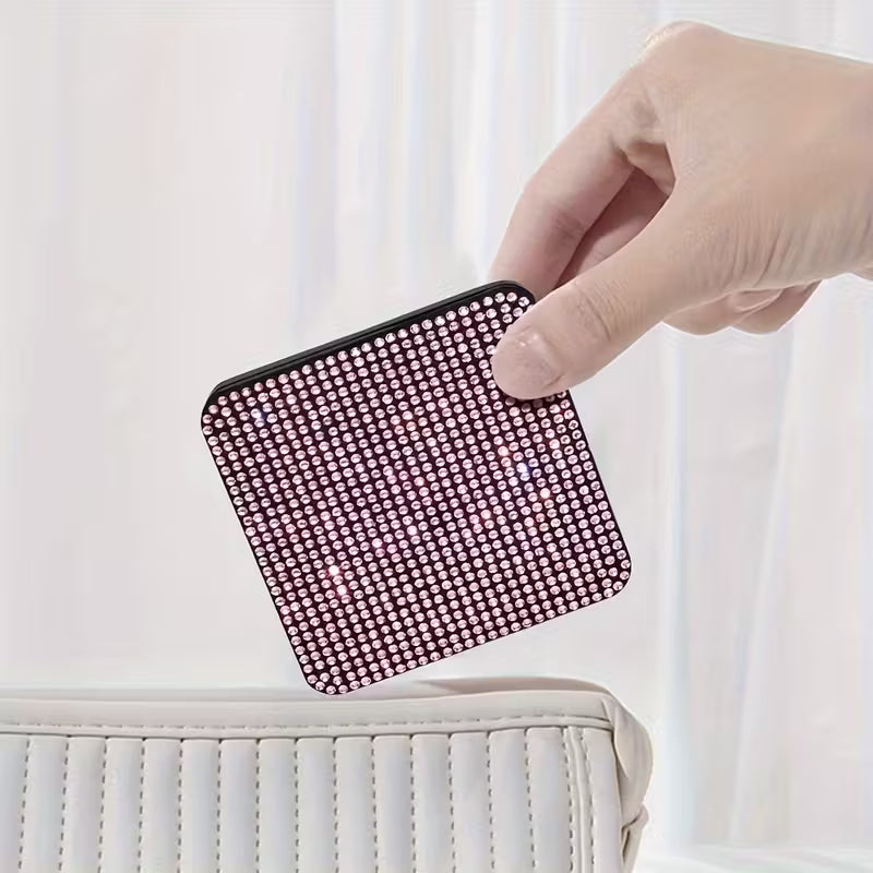 Portable Rhinestone Compact Folding Mirror