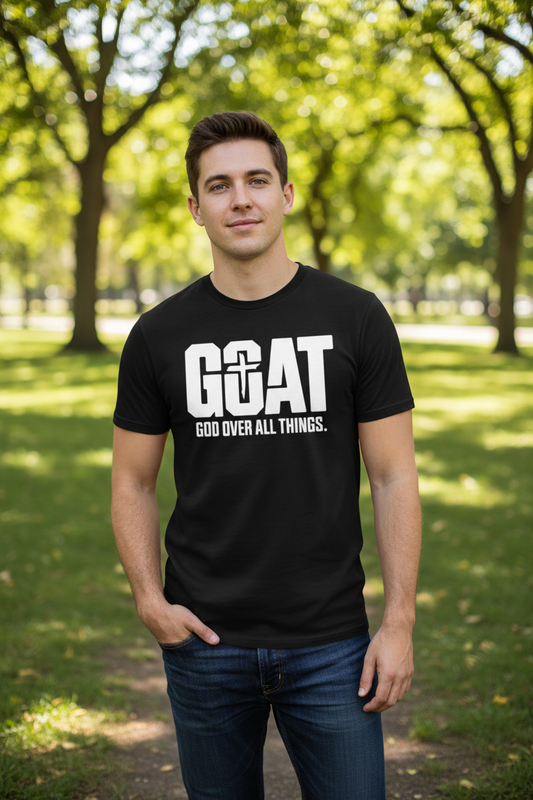 GOAT - God Over All Things Complete T-Shirt (White Letters)