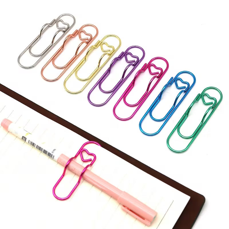 Multi-functional Heart-Shaped Paper Clips: Stainless Steel, Pen Holder