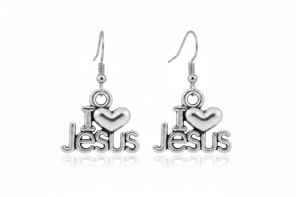I Love Jesus Hanging Earring Design
