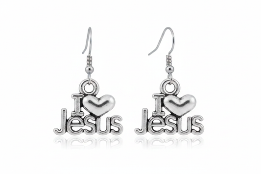 I Love Jesus Hanging Earring Design