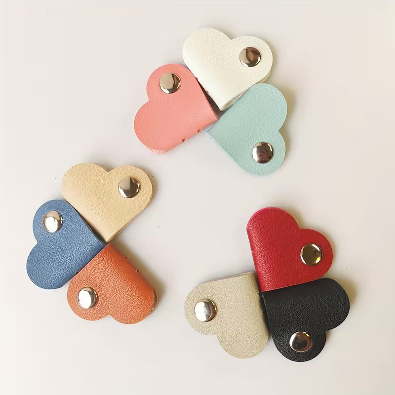 Leather Heart Shape Cord Organizer single button