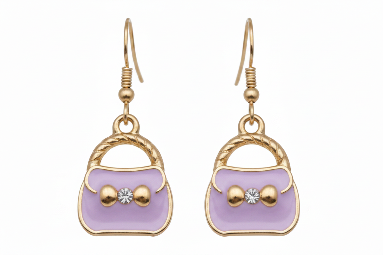 Light Lavender Handbag Charm Earrings