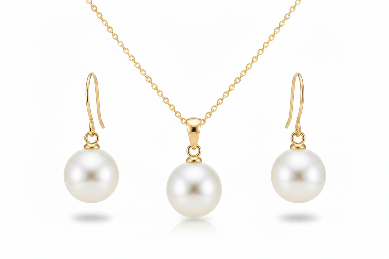 Pearl Earrings and Necklace Set