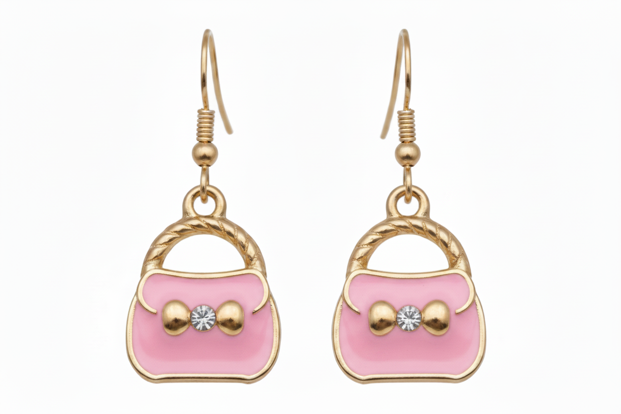 Pink Handbag Charm Earrings