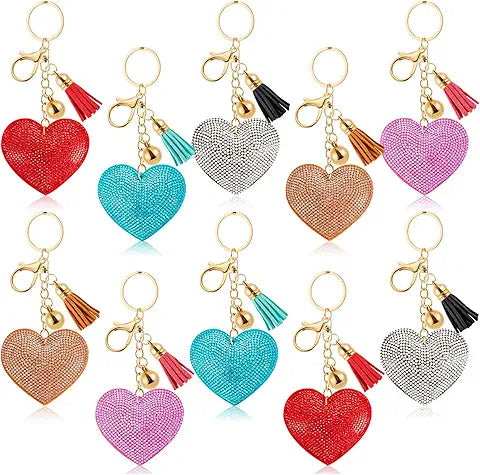 Rhinestone Heart H/S with Tassel keychain