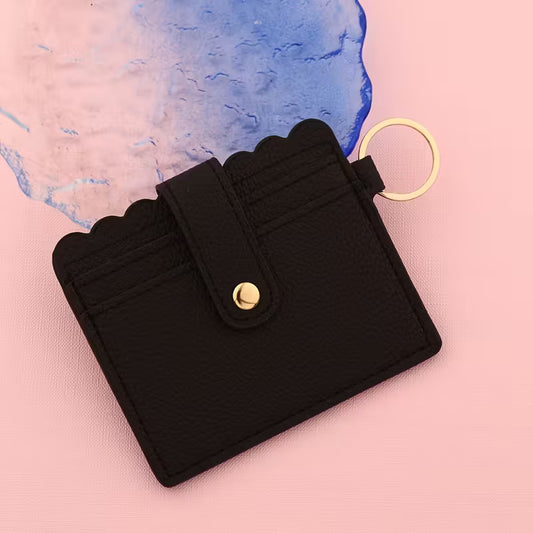 Black Single Button Card Holder with Buckle