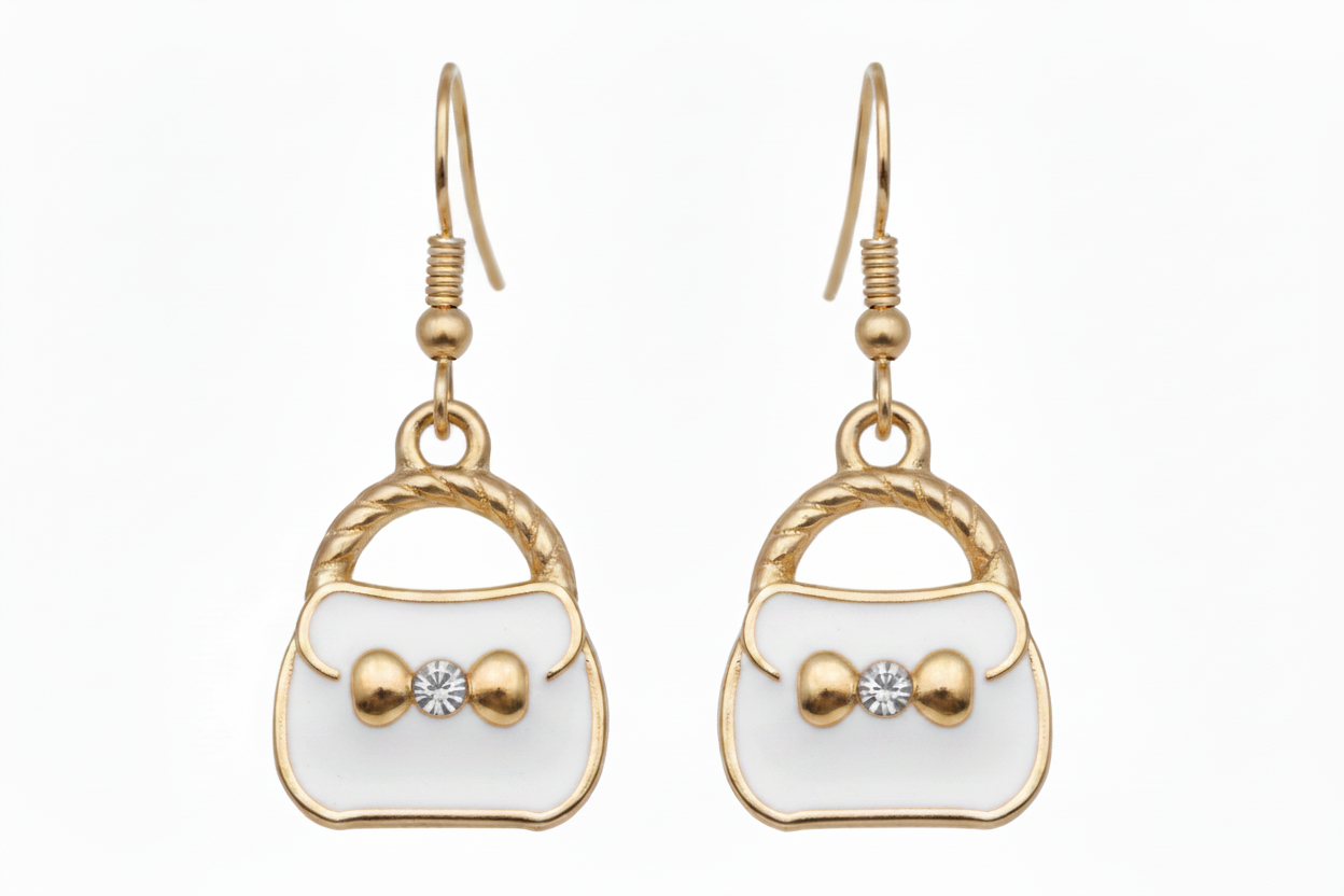 White Handbag Charm Earrings